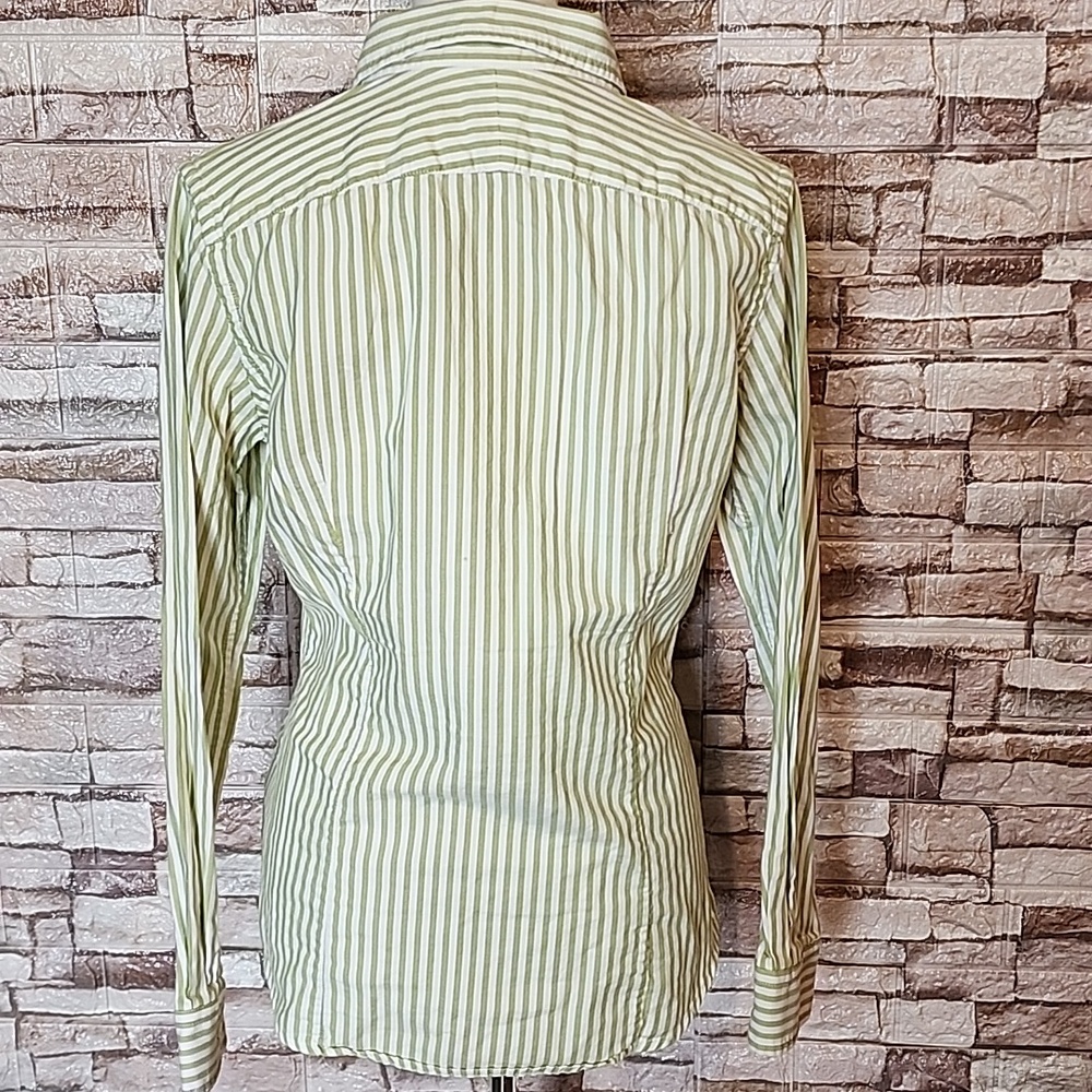 Banana Republic Green White Stripe  Shirt - Picture 2 of 7